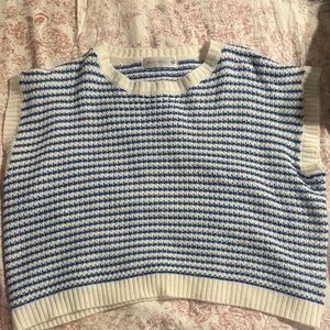 Chic Striped Blue and White Sweater Vest
